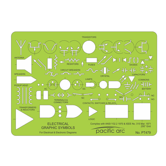 Pacific Arc Electrical Template Guide, perfect for layouts and drafting for architects, draftsmen, students, and artists