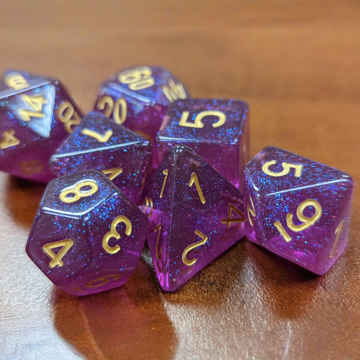Time Walker | Purple w/Gold Glitter 7-Dice Set RPG Dice Set