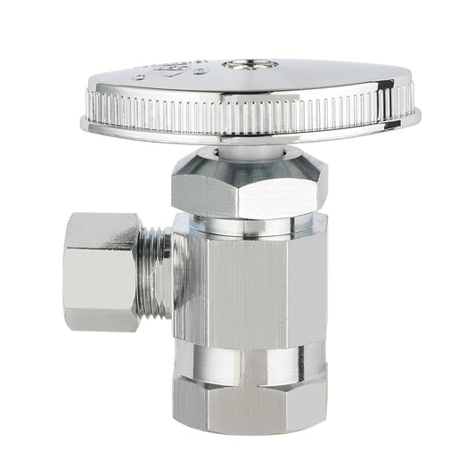 1/2" FIP x 3/8" OD Compr. Angle Stop Valve, Multi Turn (Lead Free)