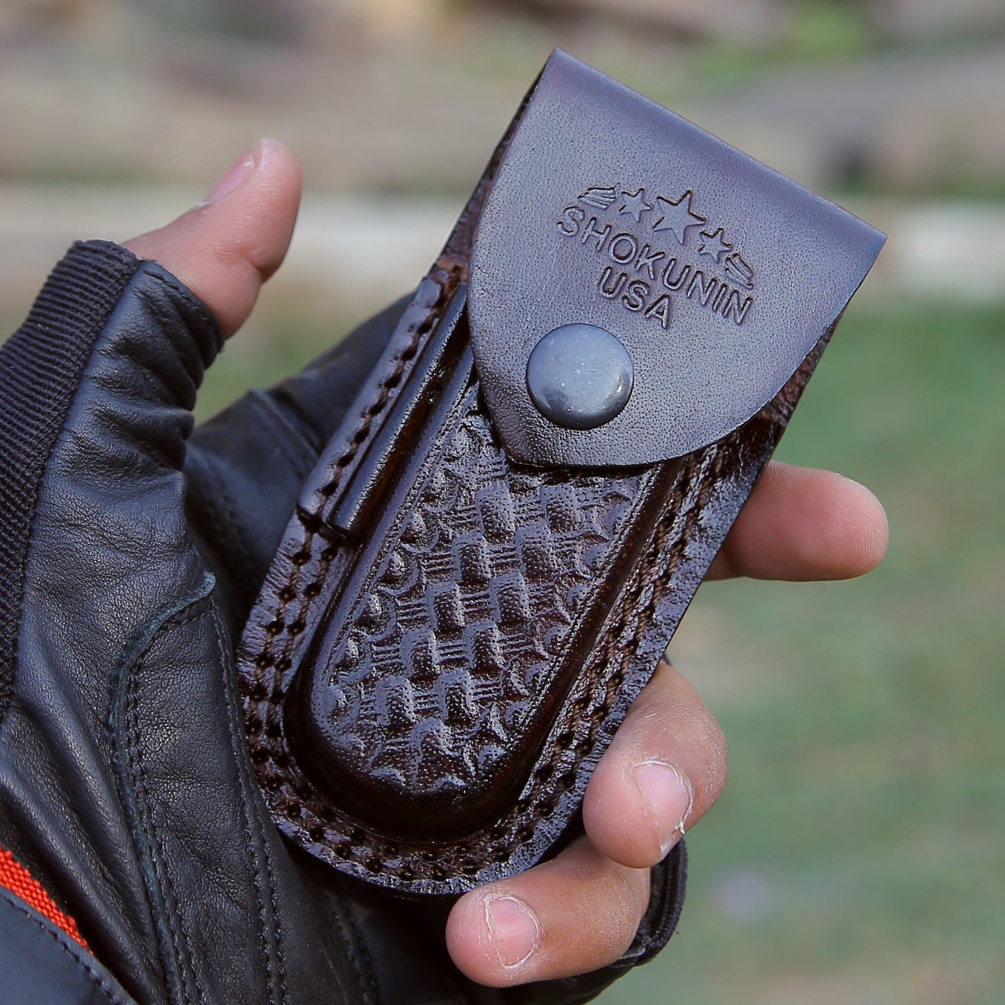 Specter Handmade Real Damascus Pocket Knife with Sheath & Resin Handle