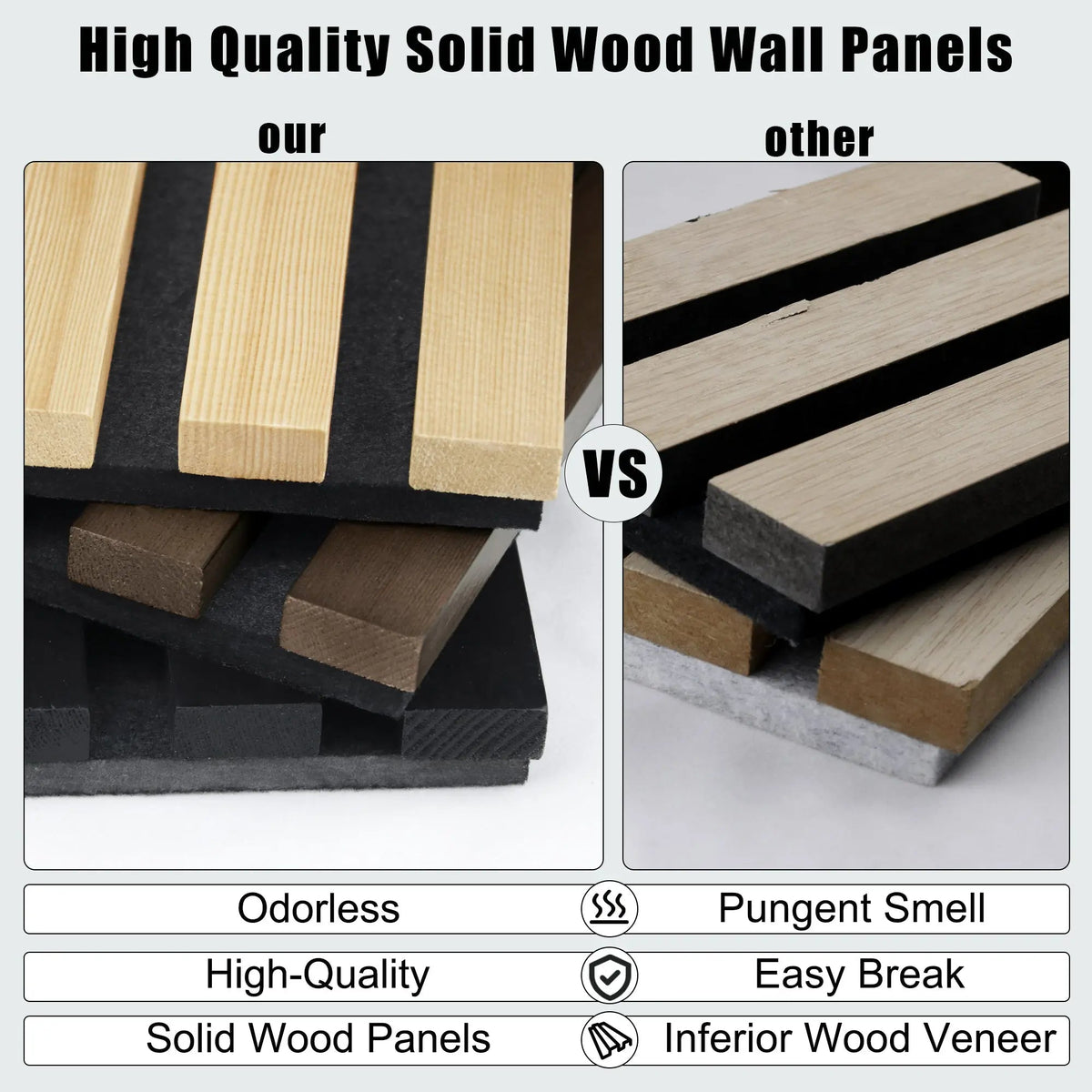 Luxury Natural Oak Acoustic Solid Wood Slat Wall Panels ( 2 Panels Per Box)