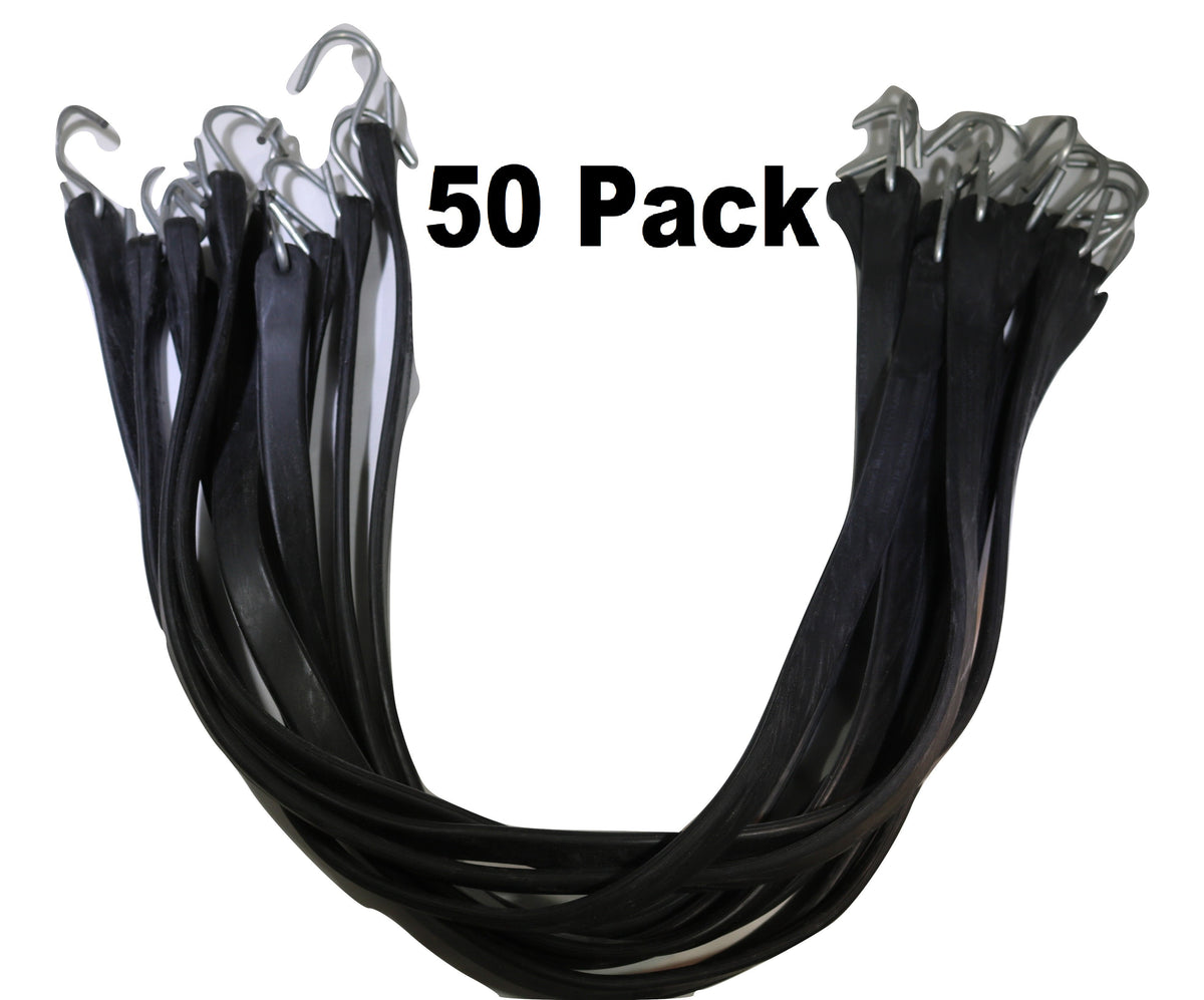 31 Inch Rubber Tarp Straps w/ Crimped S Hooks | 50 PACK