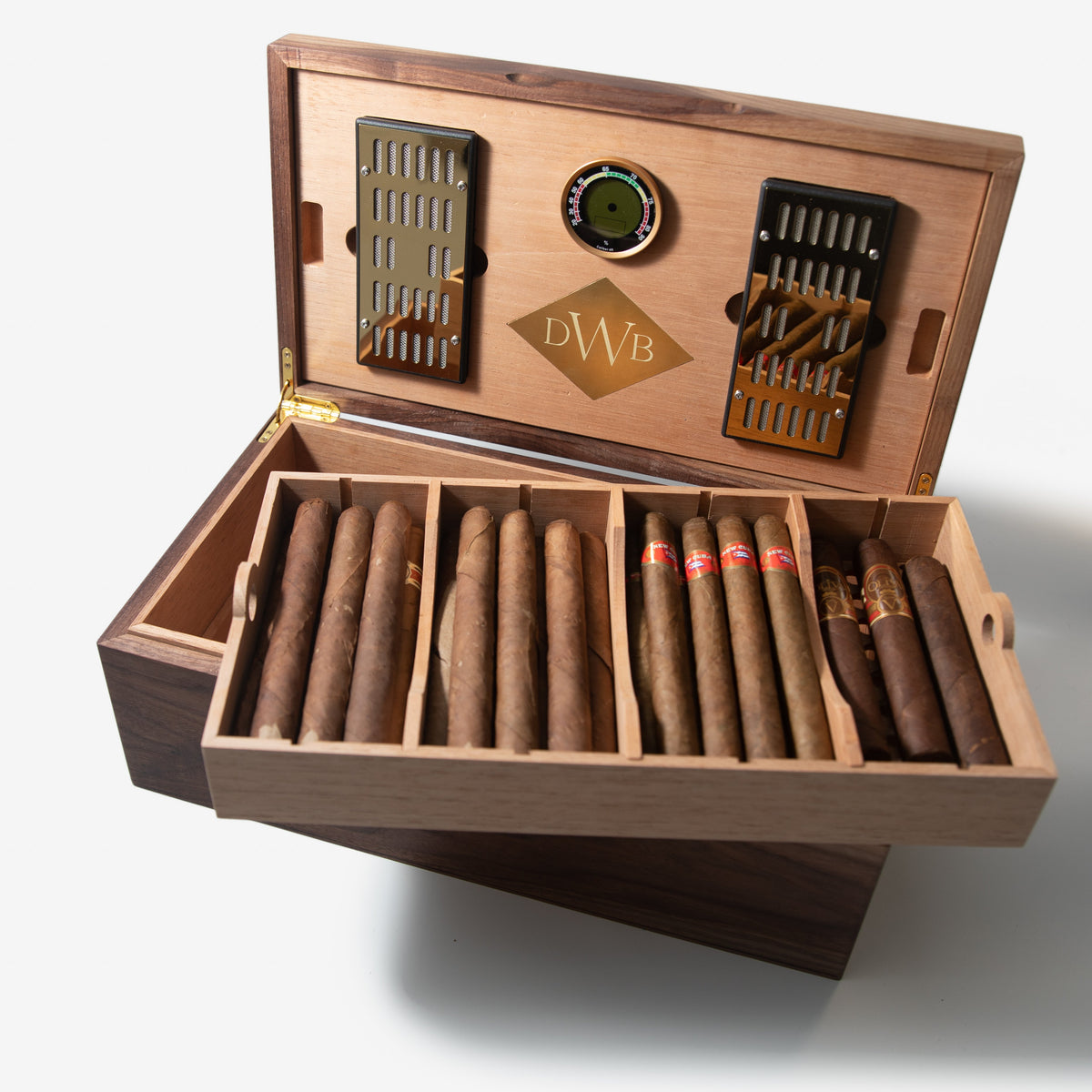 Cigar Humidor - Black Walnut with Spanish Cedar Lining - 80 Capacity