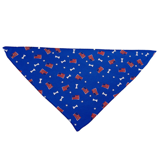 Red, White and Bones American Flag USA Tie On Dog Bandana