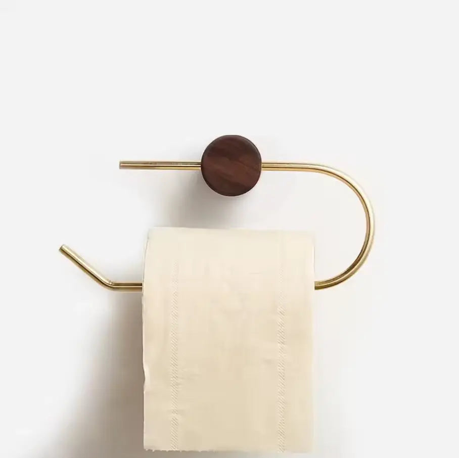 Toilet Paper Holder | Wood & Brass
