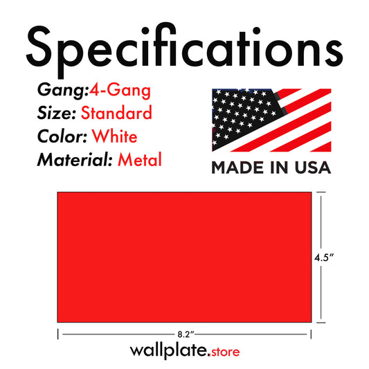 4-Gang Blank, Standard Size, White Painted Metal Wallplate