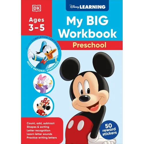 Disney Learning Big Workbook Preschool: Math & English Workbook for Kids Aged 3-5, Curriculum-Based
