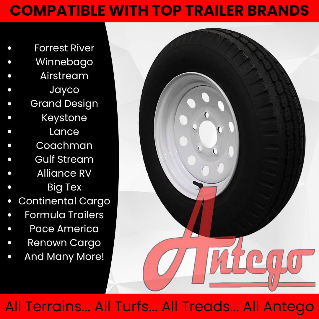 (Set of 4) Antego Tire and Wheel Heavy-Duty 175/80D13 Highway Terrain – 6-Ply-Ply, 13.0-Inch Wheel, Designed for Secure & Stable Towing | A130454500116206ST17580D13-B4