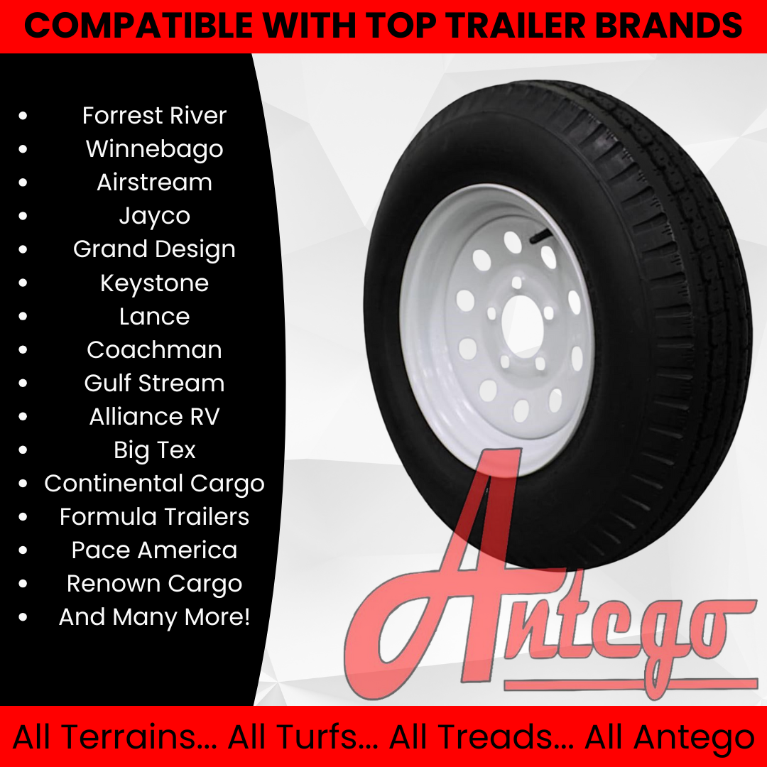 (Single Assembly) Antego Tire and Wheel Heavy-Duty 185/80D13 Highway Terrain – 8-Ply-Ply, 13.0-Inch Wheel, Designed for Secure & Stable Towing | A130454500116206ST18580D13