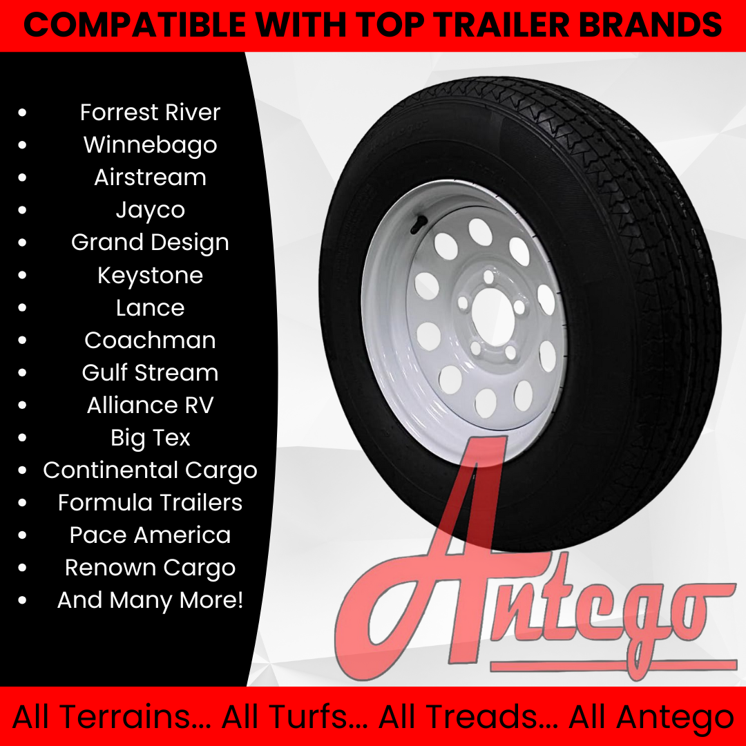(Single Assembly) Antego Tire and Wheel Heavy-Duty 205/75R14 Highway Terrain – 8-Ply-Ply, 14.0-Inch Wheel, Designed for Secure & Stable Towing | A140554010116108ST20575R14