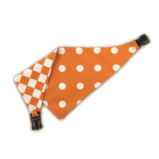 Orange Checkered Reversible Dog Bandana