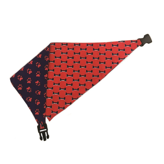 Blue & Red Reversible Dog Bandana