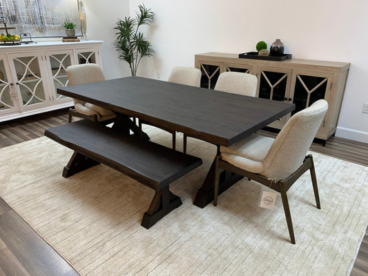 Pinilla 84" Teak Live Edge Dining Table - Natural + Black