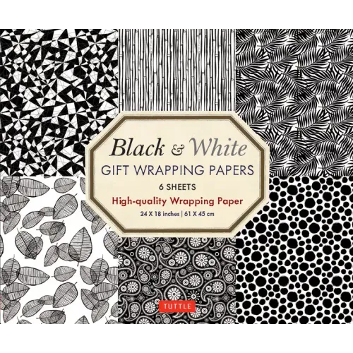 Black & White Gift Wrapping Papers - 6 Sheets: 24 X 18 Inch (61 X 45 CM) Wrapping Paper