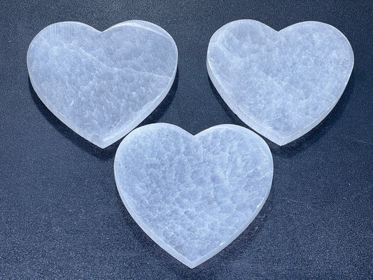 Selenite Crystal Heart Plate (4 Inches) Polished Gemstone Carving Decor