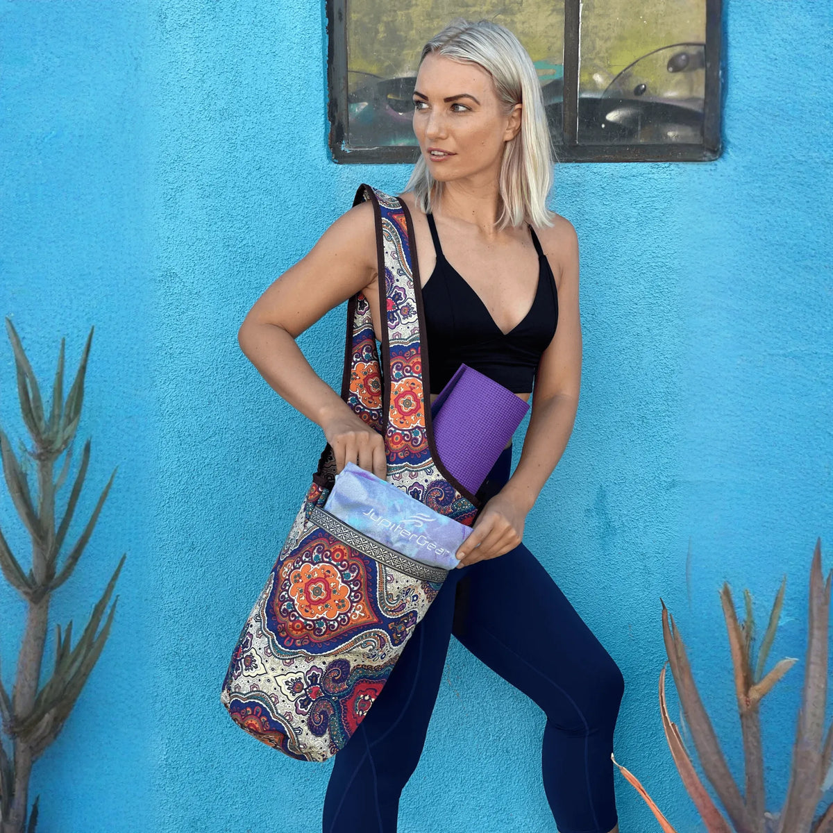 JupiterGear Yoga Mat Carrying Tote Bag with Large Pockets