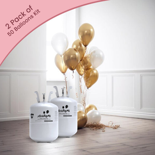 Bundle of 2 Mega Helium Tank kit with 100 balloons - AirLoons - Little Red General Store