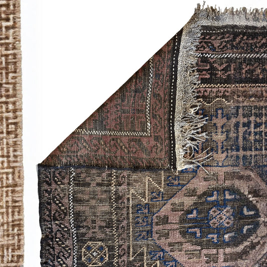 Antique 1880s Primitive Tribal Baluch Wool Rug 3’x6’4”