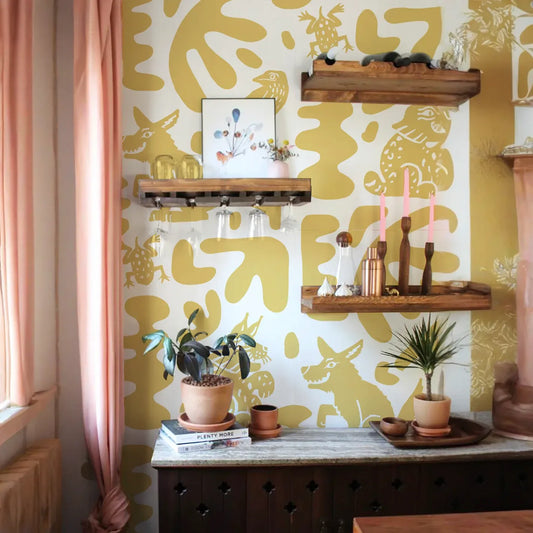 Abstract Animales Wallpaper, yellow