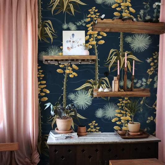 Agave Valley Wallpaper, navy
