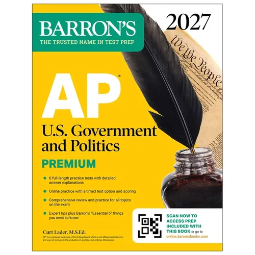 AP U.S. Government and Politics Premium, 2027: Prep Book with 6 Practice Tests + Comprehensive Review + Online Practice (Barron's AP Prep)
