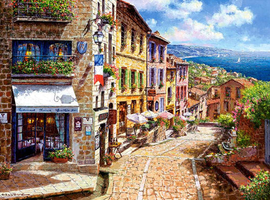 3000 Piece Jigsaw Puzzle, Afternoon in Nice, Puzzle of France, Mediterranean view, Adult Puzzles, Castorland C - 300471 - 2 - Bridge Toys - Premium Jigsaw Puzzles - Little Red General Store
