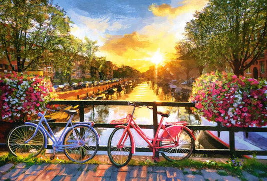 1000 Piece Jigsaw Puzzle, Picturesque Amsterdam with Bicycles, European puzzle, Adult Puzzle, Castorland C - 104536 - 2 - Bridge Toys - Premium Jigsaw Puzzles - Little Red General Store