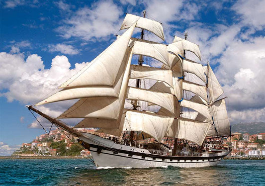 500 Piece Jigsaw Puzzle, Tall Ship Leaving Harbor, Cruise, Sailing Ship Puzzle, Ocean Puzzle, Adult Puzzles, Castorland B - 52851 - Bridge Toys - Premium Jigsaw Puzzles - Little Red General Store
