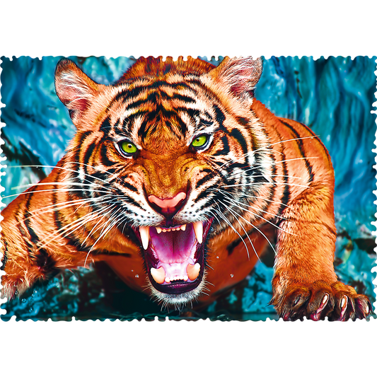 Crazy Shape 600 Piece Jigsaw Puzzles, Facing a Tiger, Animal Puzzle with Tiger, Adult Puzzles, Trefl 11110 - Bridge Toys - Premium Jigsaw Puzzles - Little Red General Store