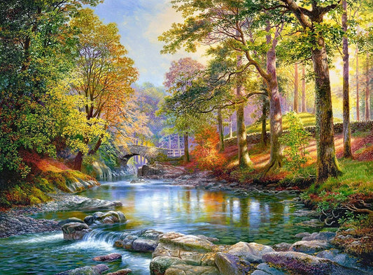 3000 Piece Jigsaw Puzzle, Along the River, Forest stream, Relaxing scene, Charming view jigsaw, Nature puzzle, Adult Puzzle, Castorland C - 300532 - 2 - Bridge Toys - Premium Jigsaw Puzzles - Little Red General Store