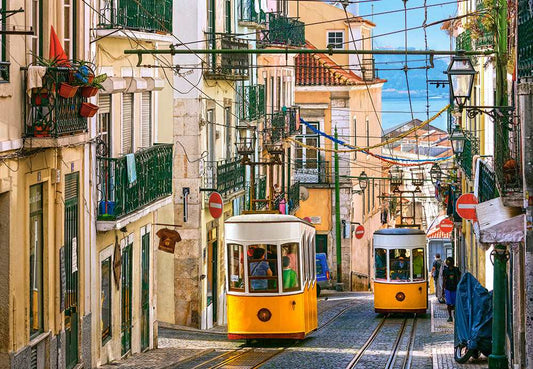 1000 Piece Jigsaw Puzzle, Lisbon Trams, Portugal, European puzzle, Sister city of San Francisco, Adult Puzzle, Castorland C - 104260 - 2 - Bridge Toys - Premium Jigsaw Puzzles - Little Red General Store
