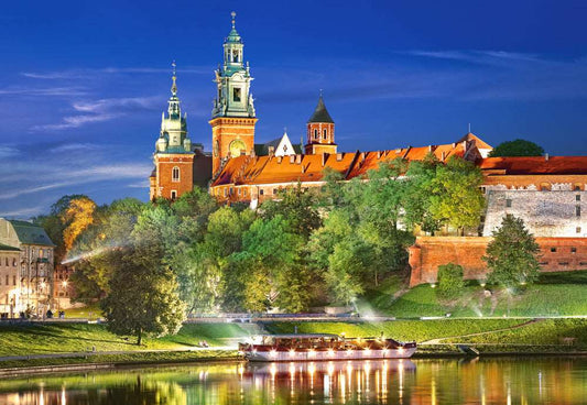 1000 Piece Jigsaw Puzzle, Wawel Castle by Night, Poland, Royal heritage, Royal Castle, Adult puzzle, Castorland C - 103027 - 2 - Bridge Toys - Premium Jigsaw Puzzles - Little Red General Store