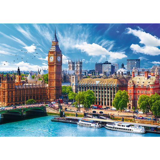 500 Piece Jigsaw Puzzles, Sunny Day in London, London England Puzzle, Big Ben and River Thames Puzzle, Adult Puzzles, Trefl 37329 - Bridge Toys - Premium Jigsaw Puzzles - Little Red General Store