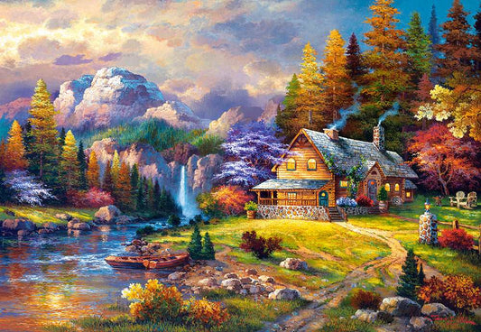 1500 Piece Jigsaw Puzzle, Mountain Hideaway, Charming Nook, Pond, Countryside, Adult Puzzles, Castorland C - 151462 - 2 - Bridge Toys - Premium Jigsaw Puzzles - Little Red General Store