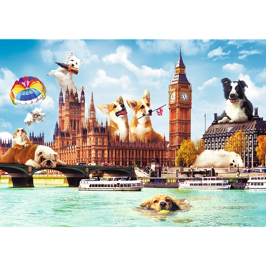 1000 Piece Jigsaw Puzzles, Dogs in London, Puzzle of Dogs, Corgi, Bulldog, Westie, Adult Puzzles, Trefl 10596 - Bridge Toys - Premium Jigsaw Puzzles - Little Red General Store