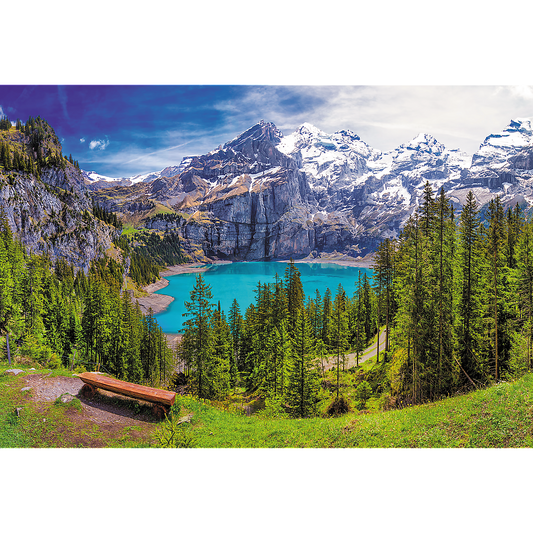 1500 Piece Jigsaw Puzzles, Lake Oeschinen, Switzerland Alps Puzzles, Mountain Lake Wilderness Puzzles, Adult Puzzles, Trefl 26166 - Bridge Toys - Premium Jigsaw Puzzles - Little Red General Store