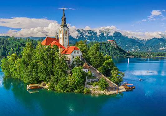 500 Piece Jigsaw Puzzle, Bled, Slovenia, Historic church, Lake view, Alps landscape, Adult Puzzle, Castorland B - 54114 - Bridge Toys - Premium Jigsaw Puzzles - Little Red General Store