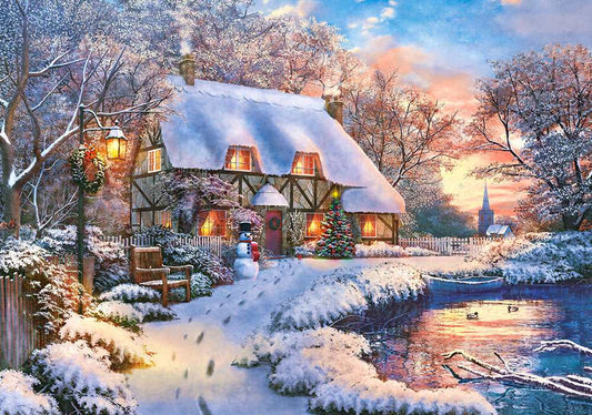 500 Piece Jigsaw Puzzle, Winter Cottage, Charming Nook, Countryside, Winter puzzle, Adult Puzzles, Castorland B - 53278 - Bridge Toys - Premium Jigsaw Puzzles - Little Red General Store