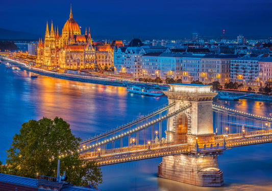 500 Piece Jigsaw Puzzle, Budapest by Night, Hungary, Riverside, City at night, Adult Puzzle, Castorland B - 53940 - Bridge Toys - Premium Jigsaw Puzzles - Little Red General Store