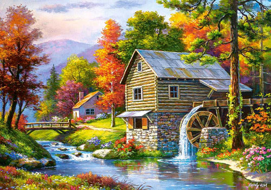 500 Piece Jigsaw Puzzle, Old Sutter’s Mill, Charming Nook, Pond, Countryside, Adult Puzzles, Castorland B - 52691 - Bridge Toys - Premium Jigsaw Puzzles - Little Red General Store