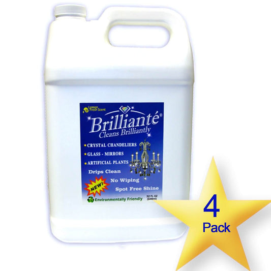 Brillianté Crystal Chandelier Cleaner Gallon Refill Bottle 128oz (4 Pack)