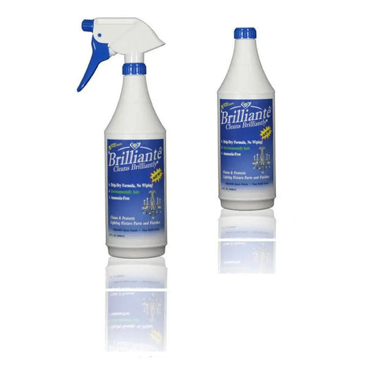 Brillianté Crystal Cleaner For Chandeliers 32oz Bottle + Refill Bottle (4 Pack)