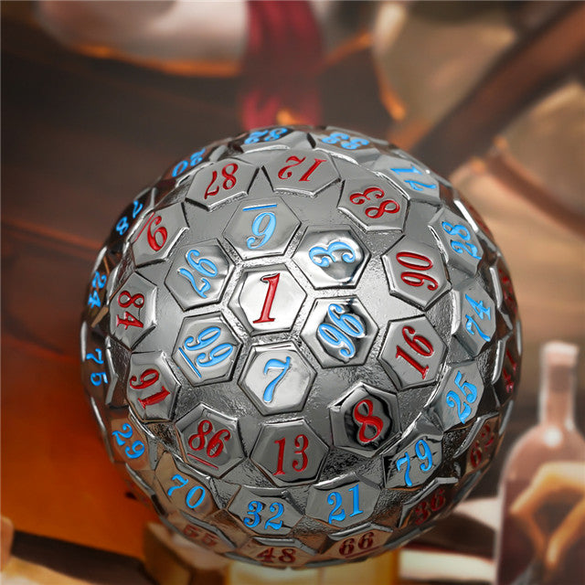 Black* Metal d100 w/ Red and Blue Numbers Dungeons and Dragons RPG