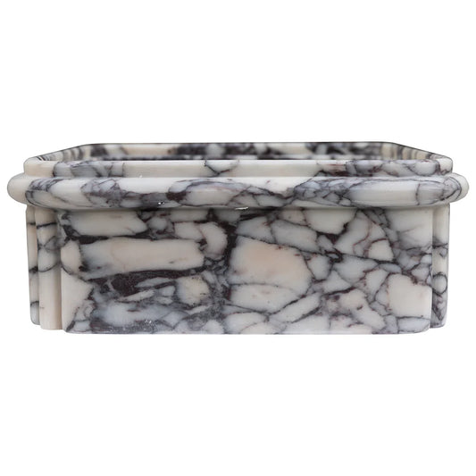 Calacatta Viola Marble Wall-Mount Square Fluted Bathroom Sink (W)16" (L)16" (H)6"