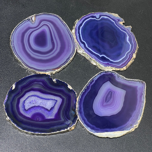 Agate Slice Coaster Silver Plated (4-5 Inches) Grade A Escort Place Cards