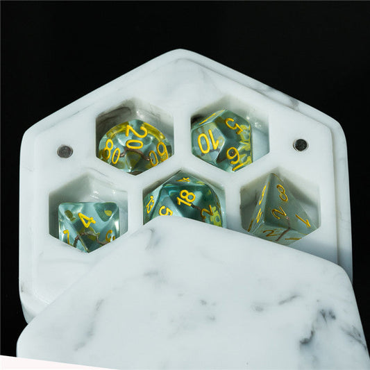 Resin Hexagon Box for Dnd Dice Case (White & Black)