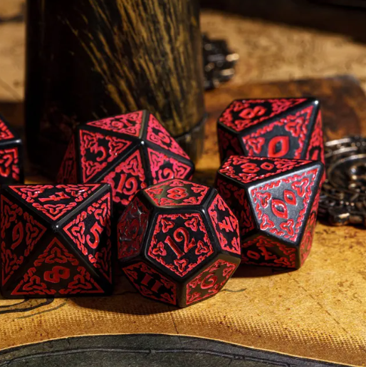 Celtic Knot Dice 7-Dice Set DND RPG Dice Druidic | White, Red, Orange, Yellow. Green, Blue