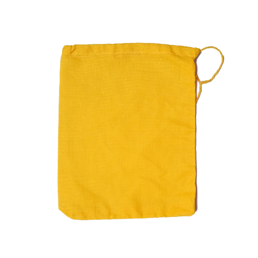 6x8 Inches Reusable Eco-Friendly Cotton Single Drawstring Bags Yellow Color