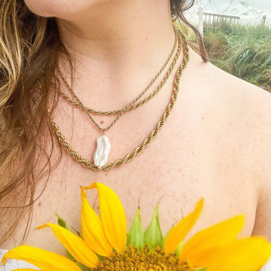 Long Irregular Pearl Necklace