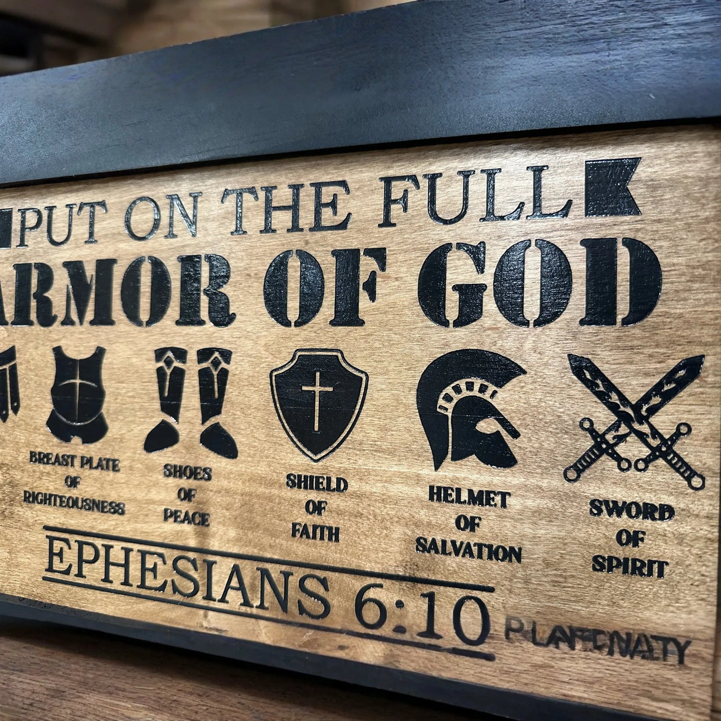 Hidden Gun Cabinet Put On The Full Armor Of God, Secure Concealed Ephesians 6:10 Gun Safe by Bellewood Designs